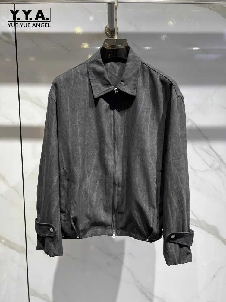 

Мужская куртка в стиле ретро, модные куртки с отложным воротником, молния с длинными рукавами, верхняя одежда, повседневное повседневное осеннее тонкое пальто, Лидер продаж