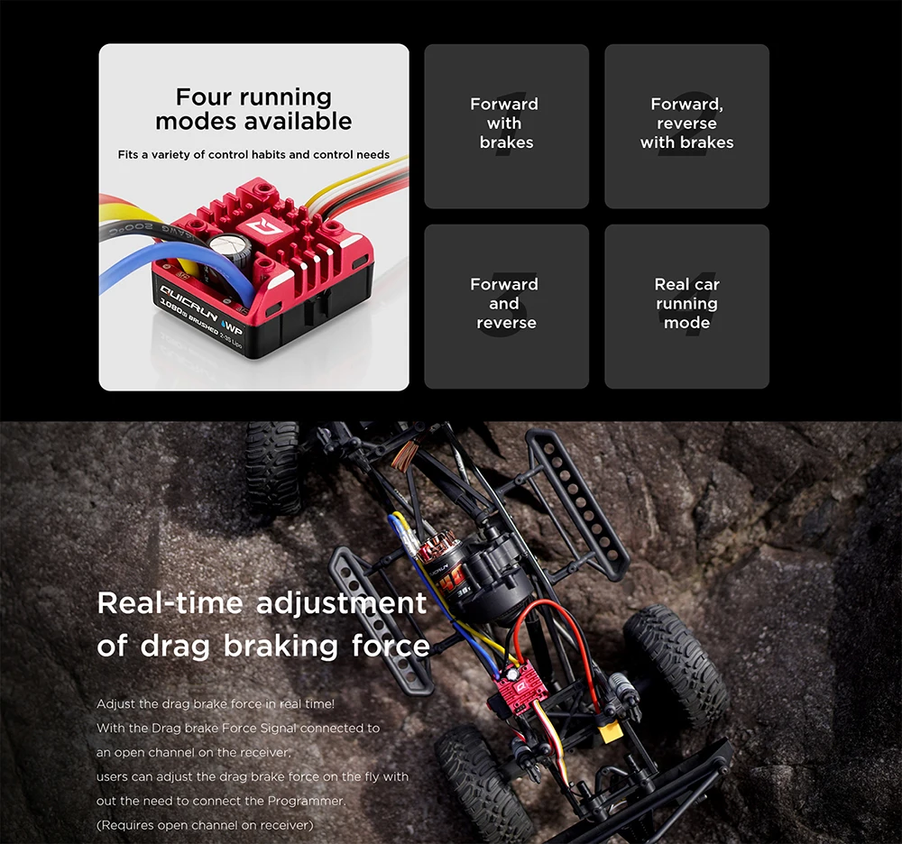 HobbyWing QuicRun 1080 G2 80A Waterproof Brushed ESC for RC Crawler TRX4 SCX10 90046