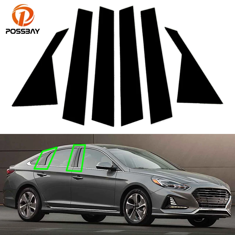 

6 шт., автомобильная отделка столба двери для Hyundai Sonata 2015, 2016, 2017, 2018, глянцевая черная крышка для пианино, украшение, 소타 ي