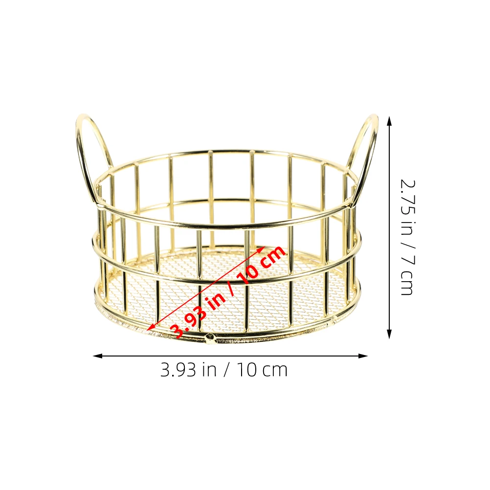

2pcs Iron Art Metal Storage Basket Desktop Organizer Multi-Use Holder For Office Home Desktop Fruit Snack Sundries
