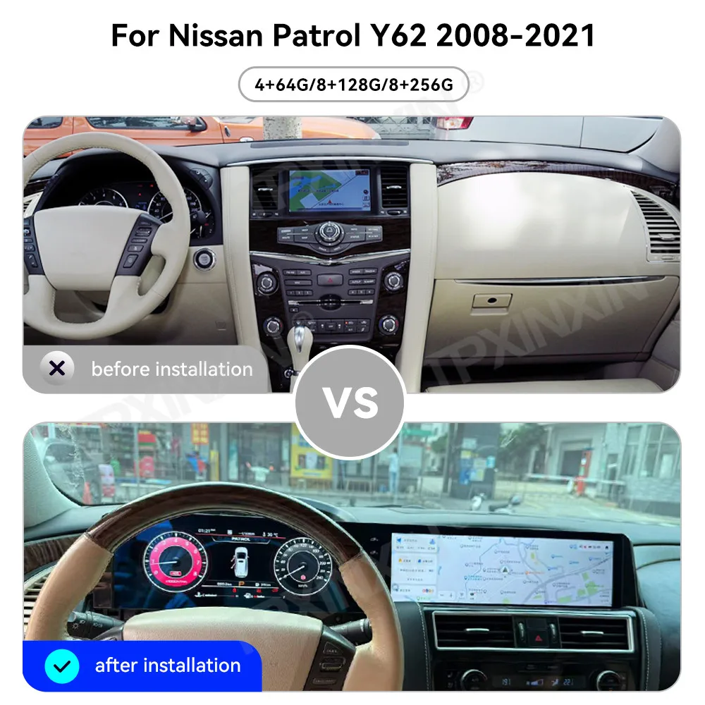 12.3 Inch Dual Screen Android for Nissan Patrol Armada Y62 Infiniti QX80 QX56 2010 - 2022 car Multimedia player stereo radio