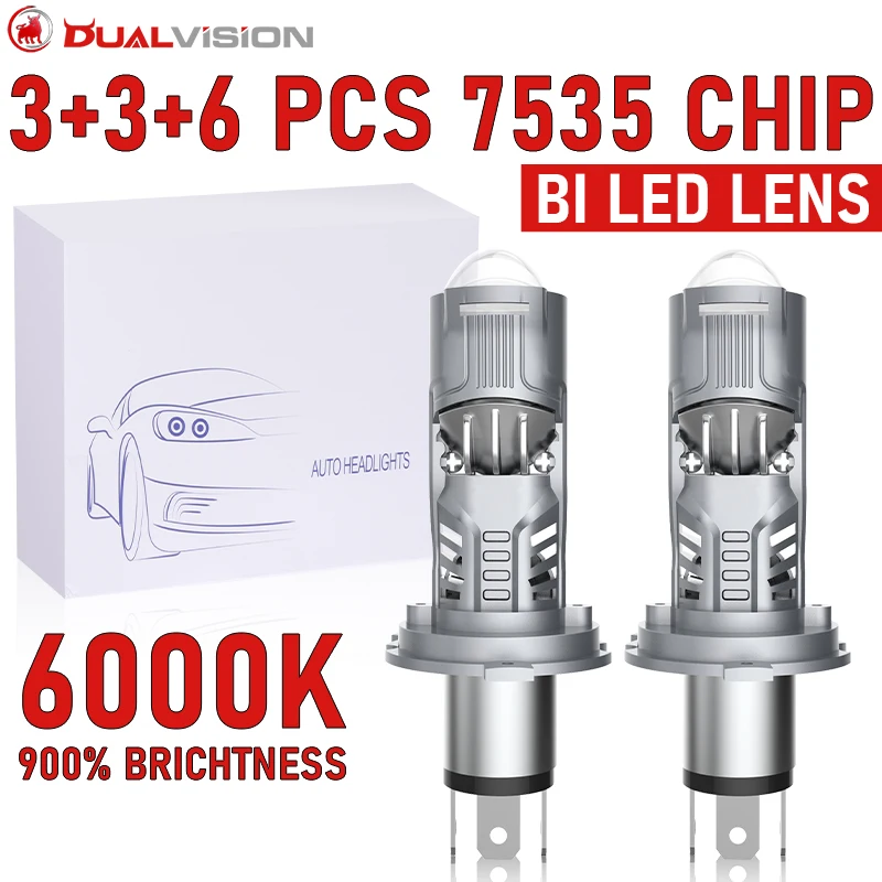 

2 шт. H4 Bi светодиодные мотоциклетные автомобильные фары, лампы LHD Mini Lens Canbus Hi/Lo Dual Beam 7535 CSP HD линзы, светодиодные фонари Plug & Play 12 В