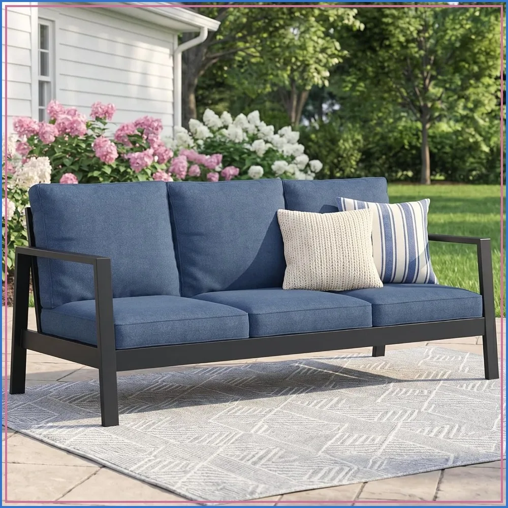 Wisteria Lane Aluminum Outdoor Couch Patio Sofa with 5 Inch Thick Cushions