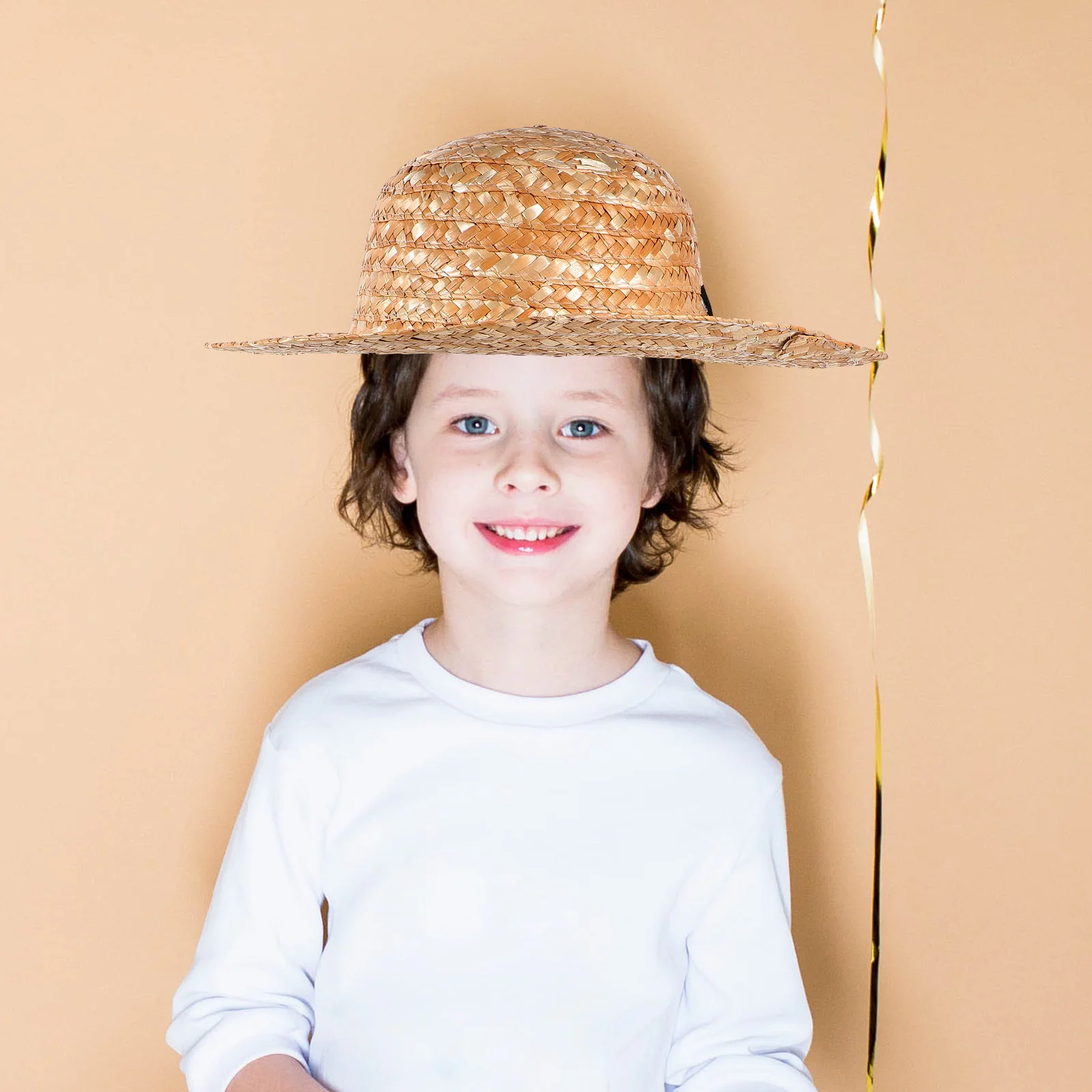 Children's Straw Hat Hats for Kids Farmer Costume with Brim Decorations Fashionable Party Seaside