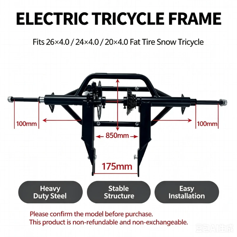 2026 Elderly Pedal Tricycles (24 "Black) Rear Axles - Special Accessories for Tricycles