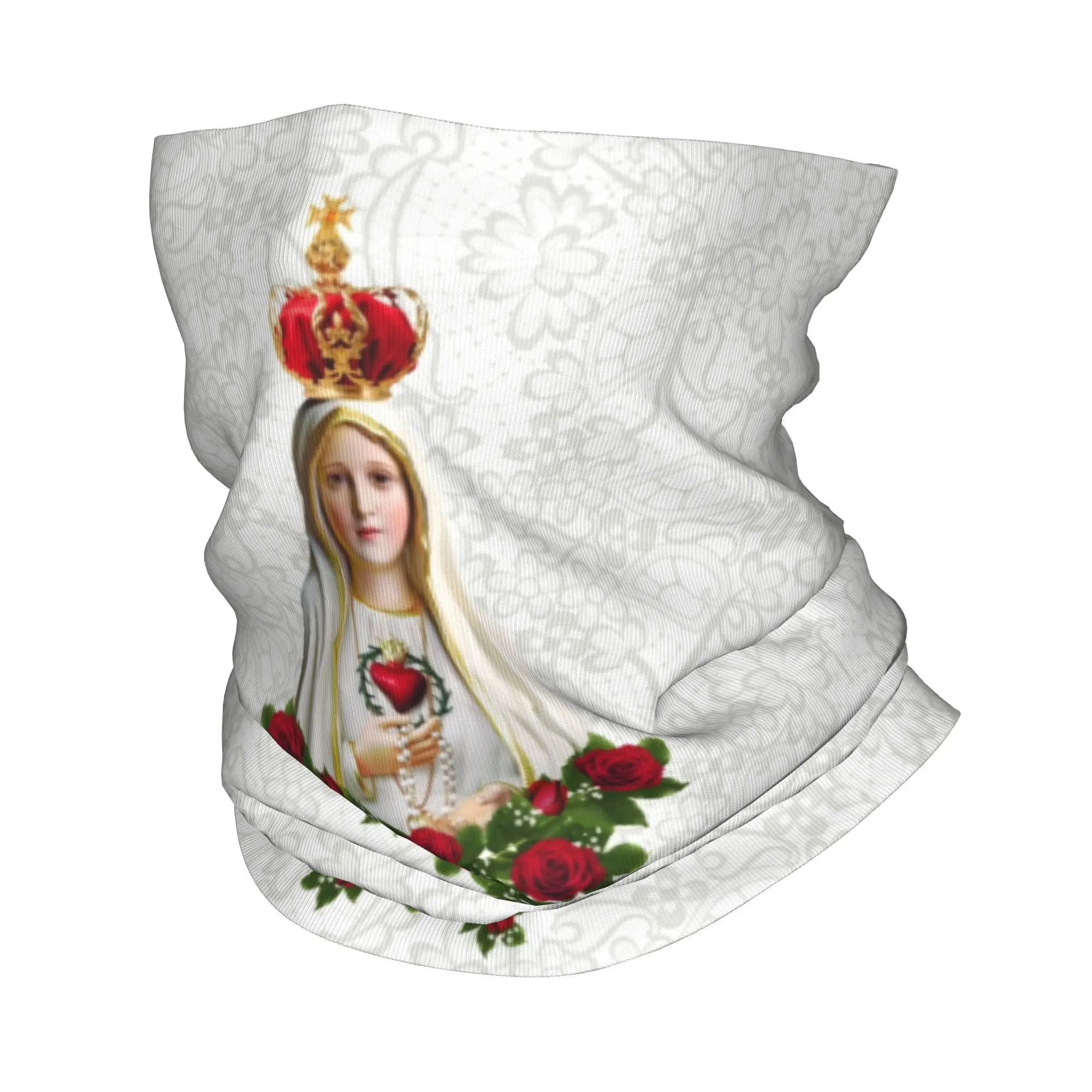 Our Lady of Fatima Virgin Mary Bandana Neck Warmer Windproof Wrap Face Scarf for Ski Portugal Rosary Catholic Gaiter Headband