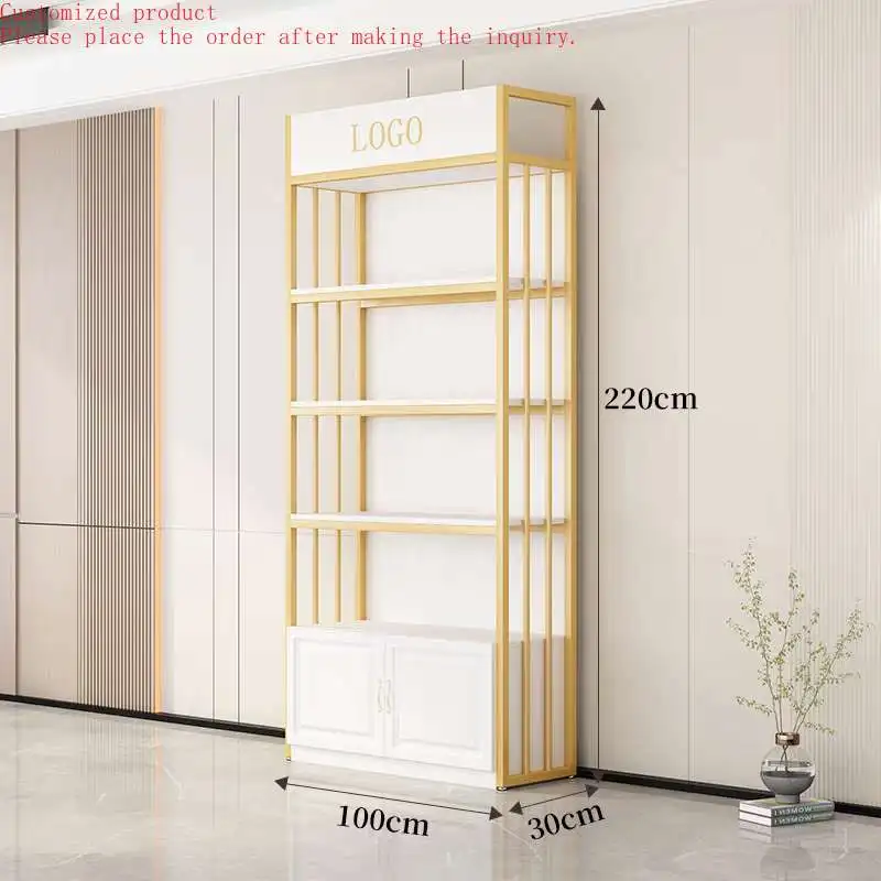 

Custom.Funroad Best Seller Steel Wooden Supermarket Rack Retail Store Cosmetic Display Shelving with Cabinets Supermarket Displa