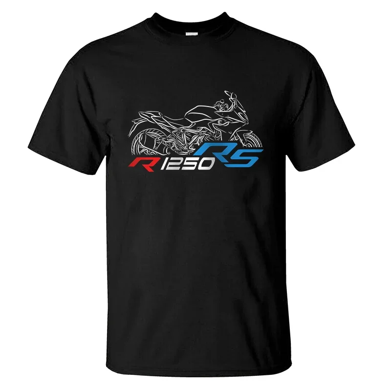 Camiseta casual de moto masculina, manga curta gráfica de verão 100% algodão, S-3XL, camiseta legal, R1250RS, 2024