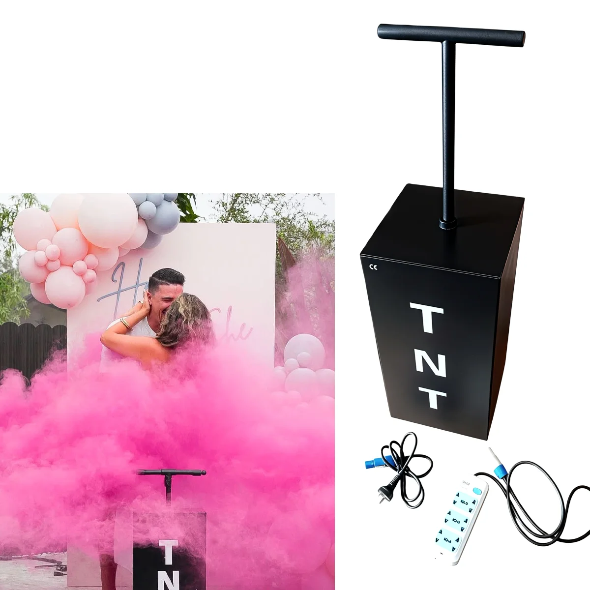 

Tnt Gender Reveal Machine And Powder Smoke Baby Shower Party Idea Confetti Cannon Fire works Kit Box Caja De Explo sion Full Set