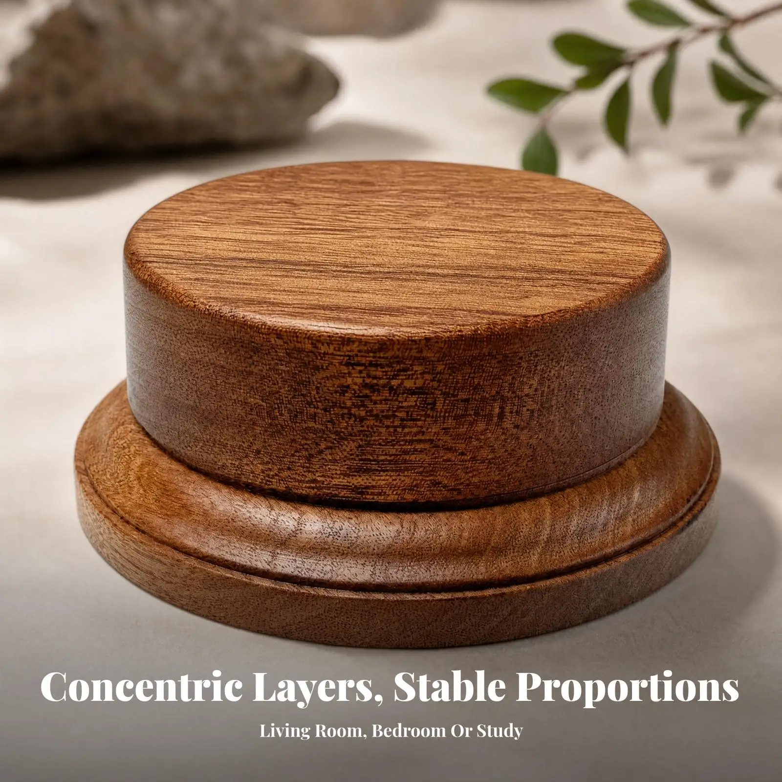 Round Wooden Display Base Multi-Functional Stepped Wood Riser Compact Two-Tier Display Stand for Collectors, Miniature