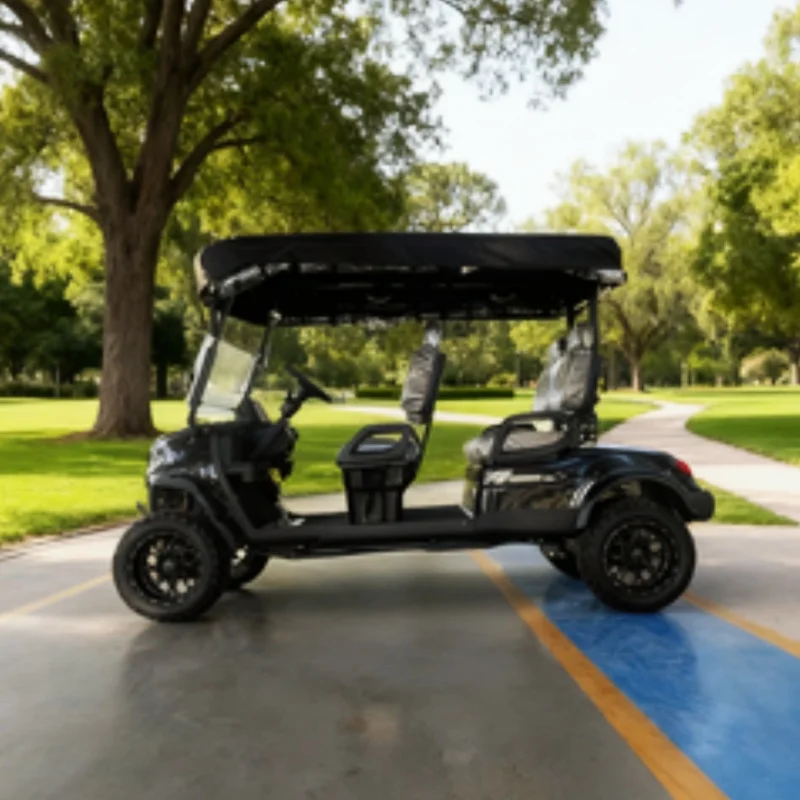 عربة جولف كهربائية عالية الجودة بأربعة مقاعد من المصنع، مركبة استقبال متنزه، عربات التي تجرها الدواب على الشاطئ مع غطاء مطر للزجاج الأمامي قابل للطي #6