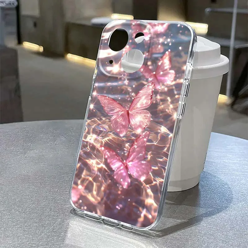 

Artistic butterfly flower For Apple iPhone 17 16e 16 15 14 13 12 11 Pro Max Plus Mini Soft Transparent Phone Case