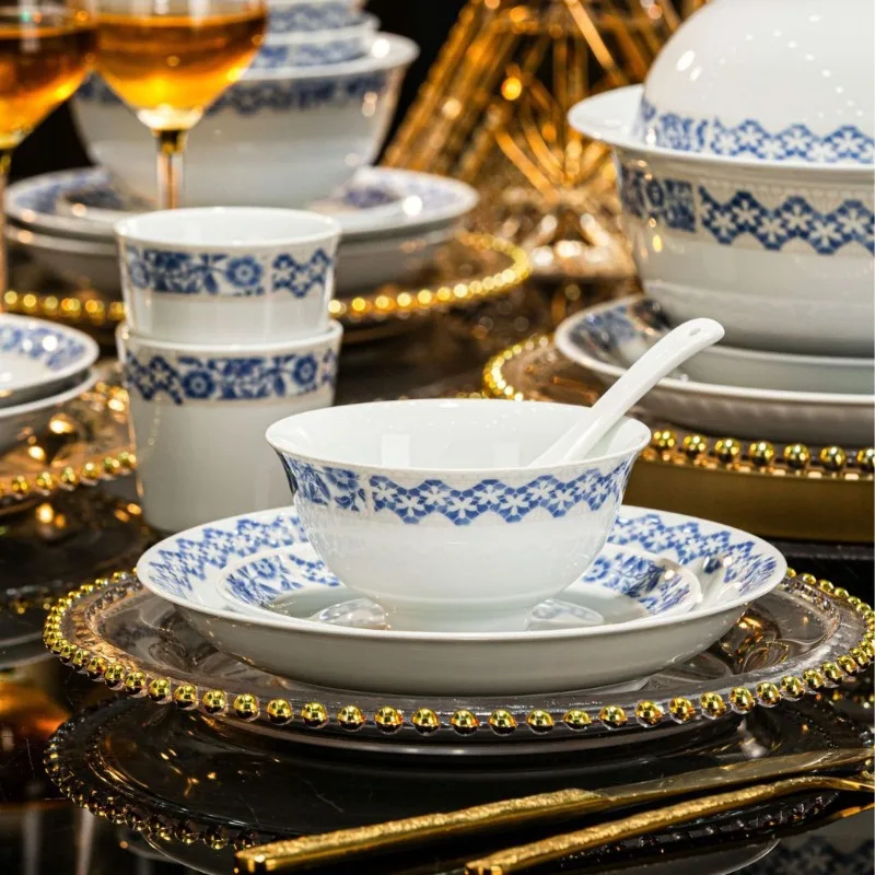 DZ-12 Glaze Middle Color French High Temperature White Porcelain Tableware New Simple Rice Bowl High Value Bowl Plate Set Plate