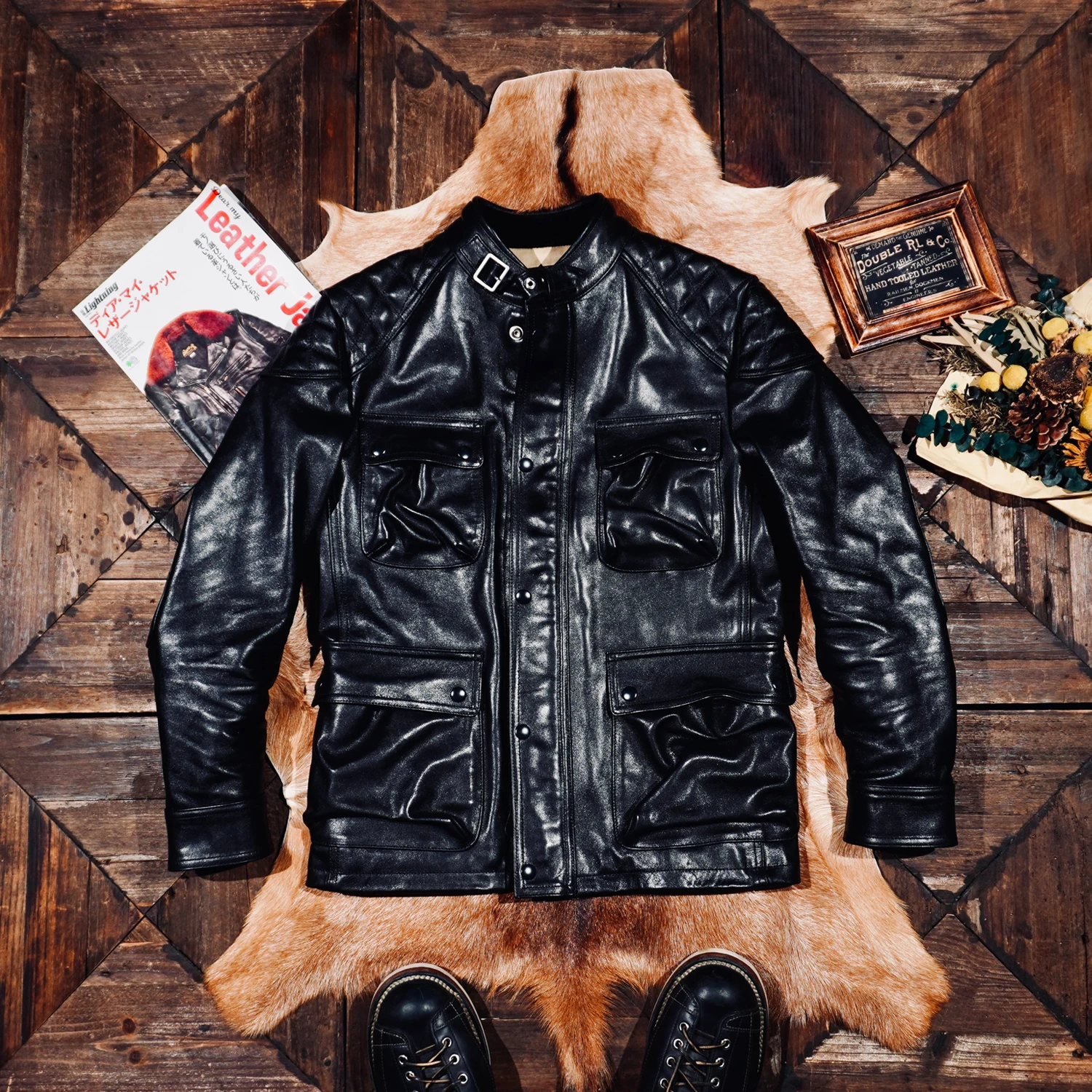 

Tailor Brando Heavyweight Full-Grain Vegetable-Tanned Horsehide M65 Classic American Vintage Leather Safari Jacket