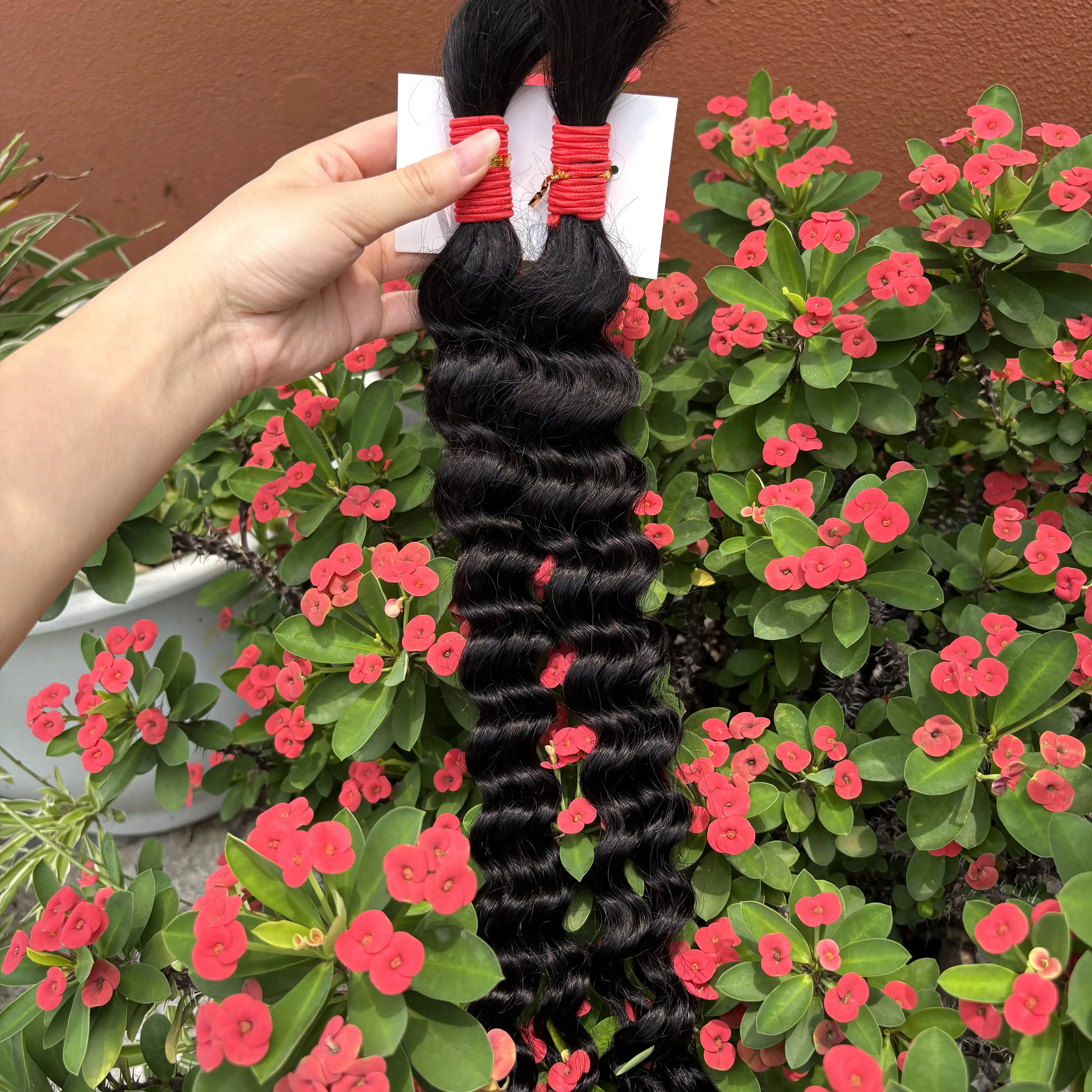22 24 inch diepe golf bulk menselijk haar voor boho vlechten geen inslag gekleurd 100% 12A menselijk haar bulk krullende extensions voor vlechten - afbeelding 1