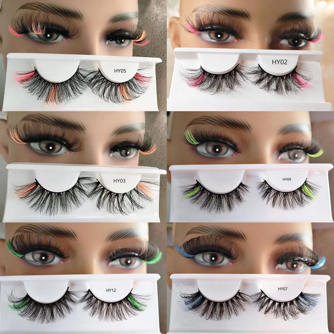 7 Pairs Color Mink False Eyelashes 5D Faux Natural long Fluffy for eyelash extension Drama Soft Colored fake Lashes make up