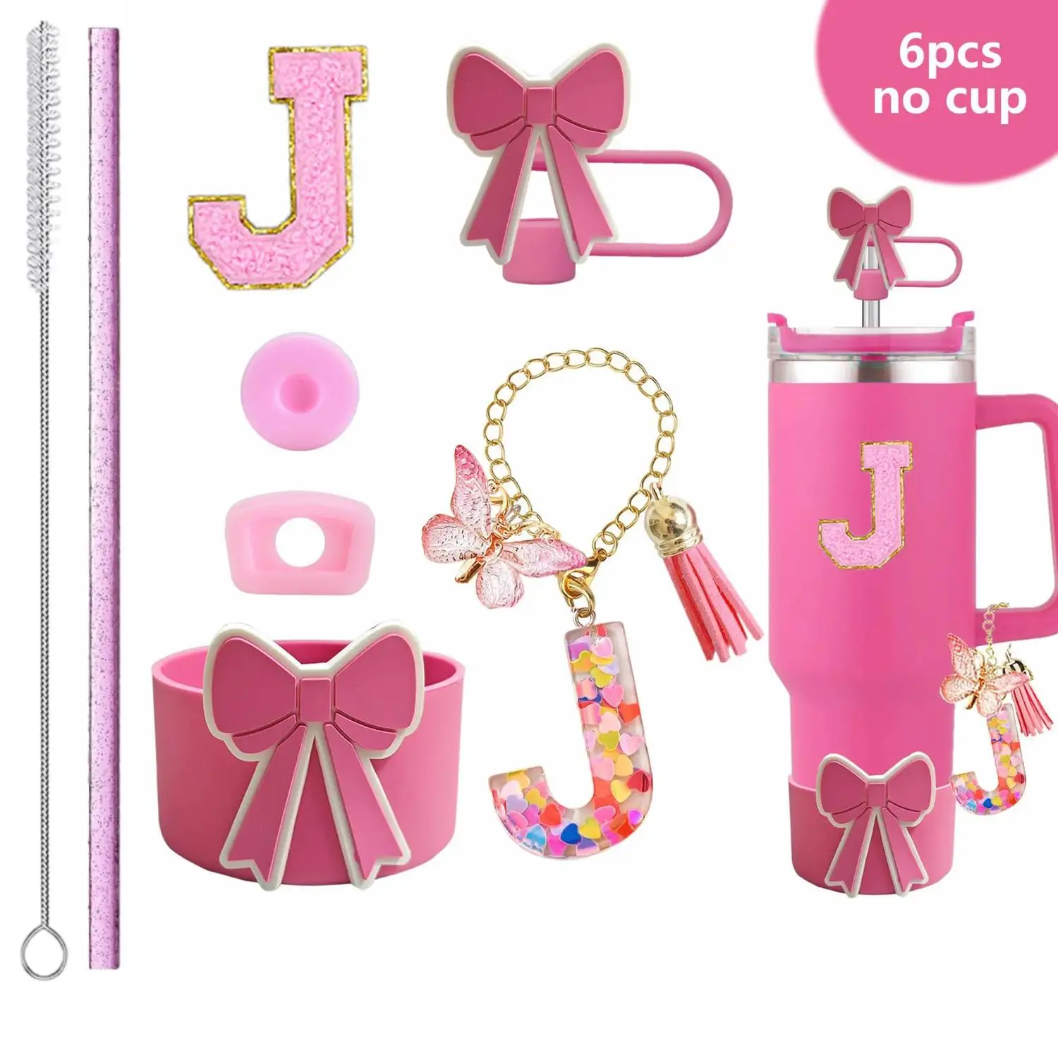 For Stanley Chain Holder with 26-Letter Sequin Pendant Gold Embroidered English Letter Leak Stopper Towel