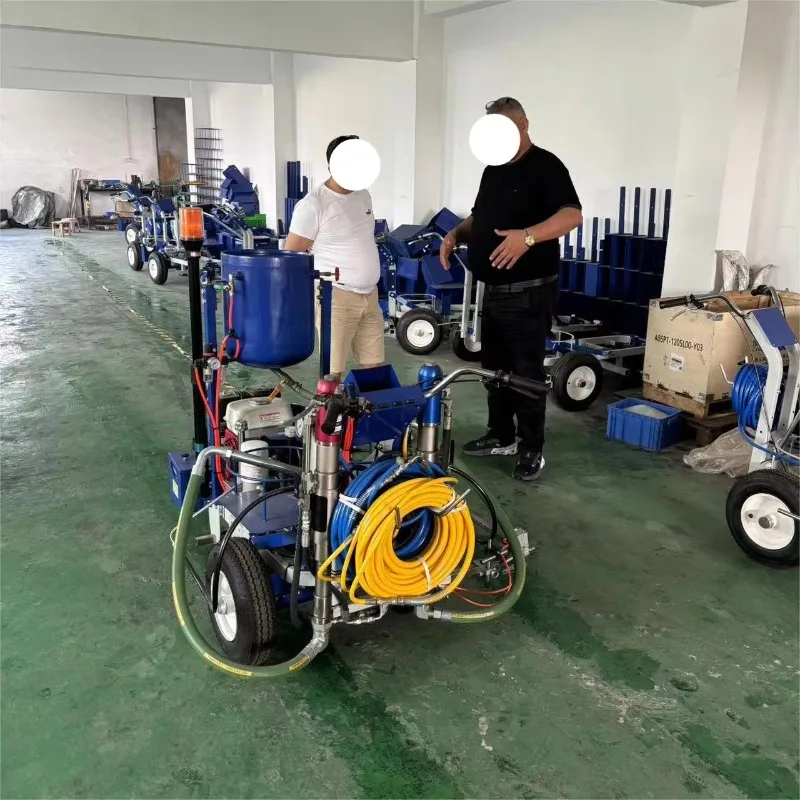 Efficient Two-component Cold Spray Road Marking Machine Engine-Powered Pump Pneumatic Glass Beads Dispenser For Cold