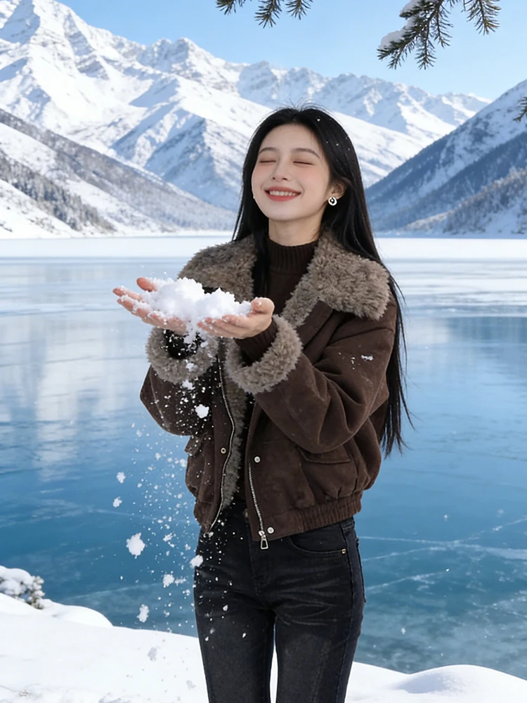 

Модная женская зимняя куртка из американского хлопка, новая ретро-коллекция, повседневная, омолаживающая, утепленная хлопковая одежда