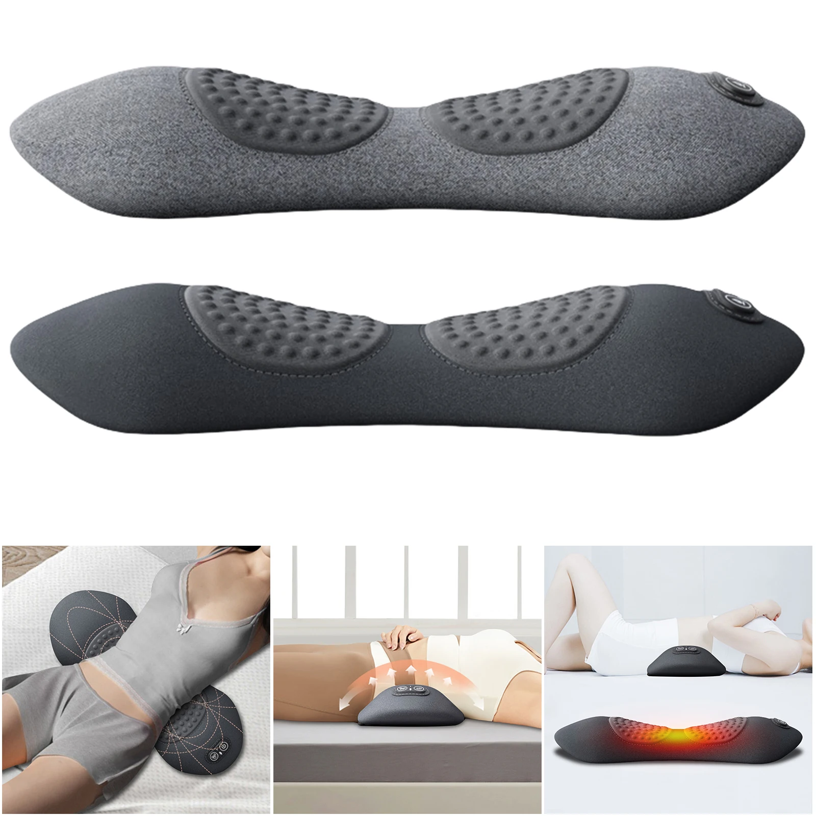 

3 in 1 Electric Lumbar Support Pillow with Adjustable Height Lying Flat Waist Relief Waist Support Waist Pillow Heating Vibratin