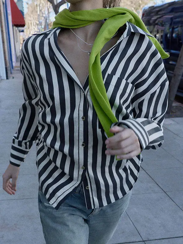 

Spring 2026 Women's Long Sve Striped irt Stand Collar Belted Side Slit Casual Sle Mid-Year Other Material 00%