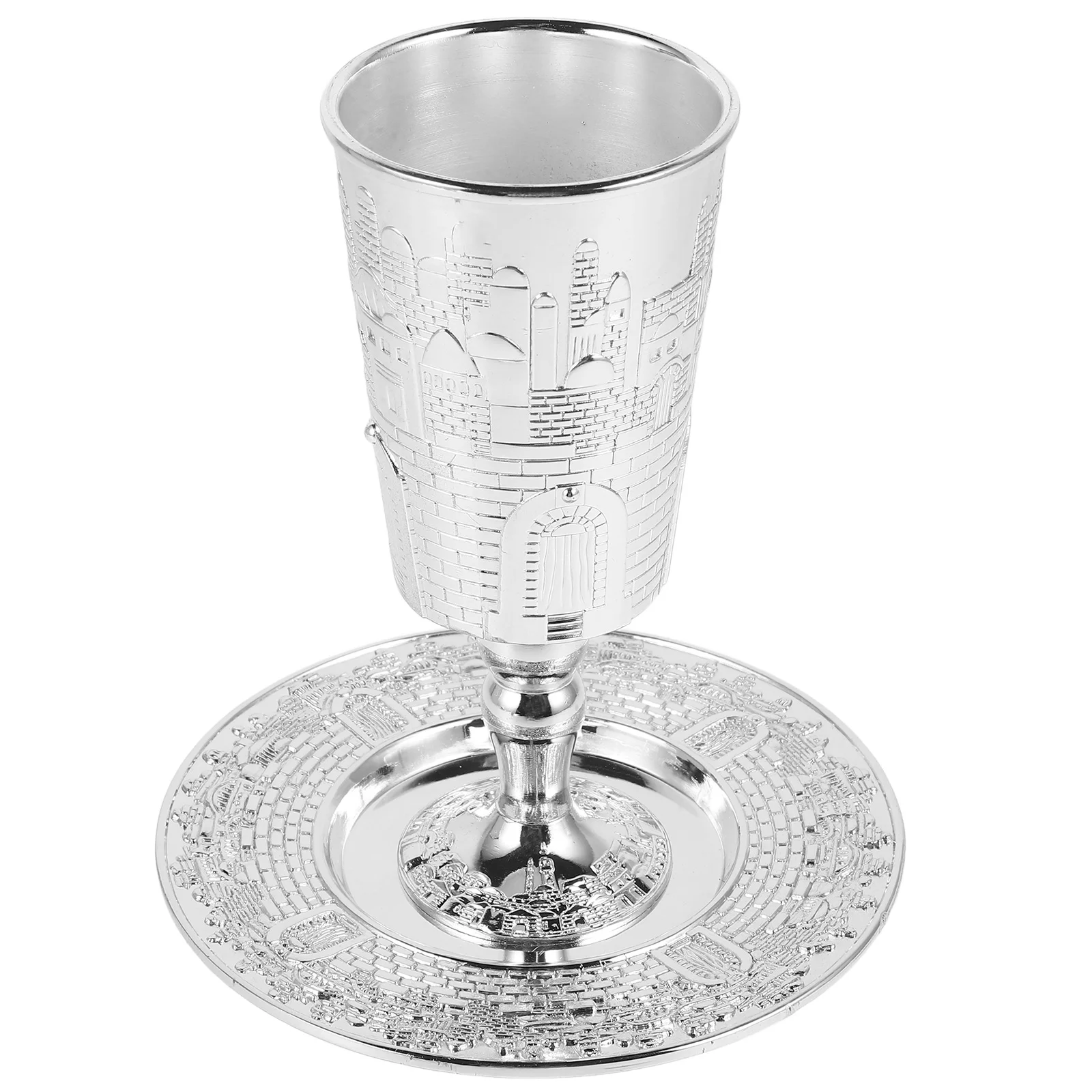 Jewish Holy Grail Shabbat Cup Desktop Silver Tray Dining Table Metal Shabbos Cups Offering Zinc Alloy