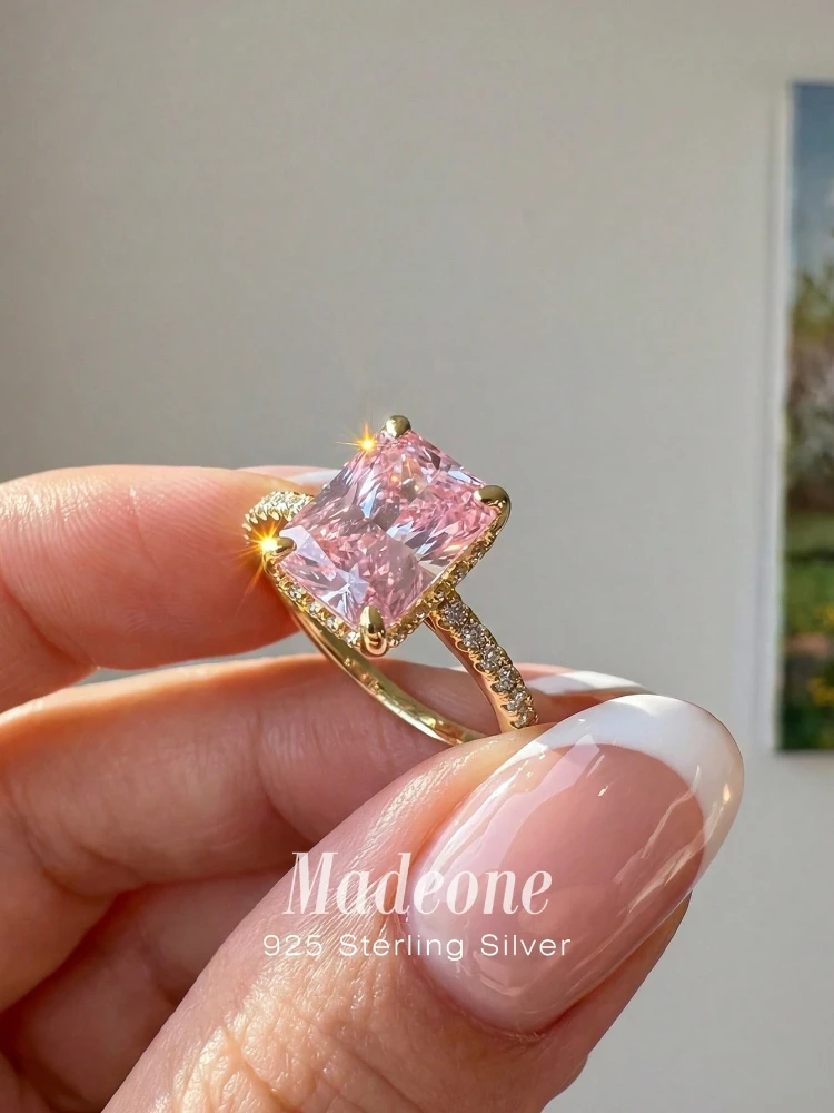 925 Sterling Silber Zirkon Mode Glänzender Einzigartiger Quadratischer Ring für Frauen Verlobung Hochzeit Luxus Hochwertige Feine Schmuckstücke – Detail 3