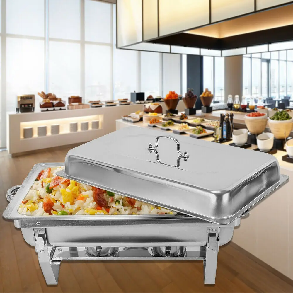 Chafing Dish Buffet Pot Food Warming Stove 410 Stainless Steel for Hotel Restaurant Wedding Party 1/2 Lattice