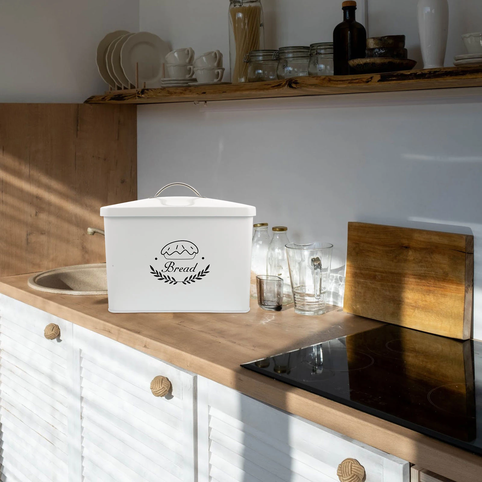 

Retro Iron Box Metal Storage Container for Kitchen Countertop Rectangle Storage Box Smooth Edges Portable Kitchen