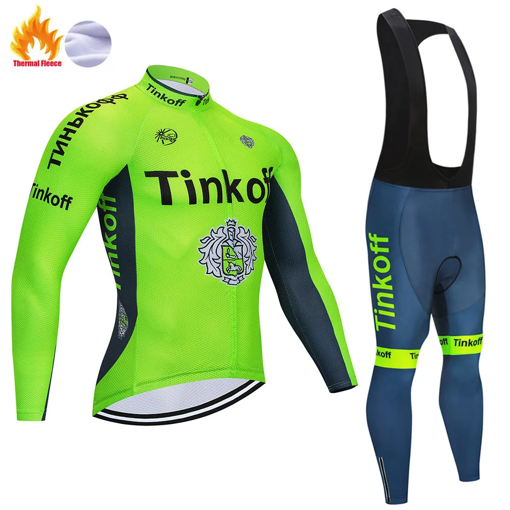 

Зимний флисовый комплект Team Tinkoff 2025 с длинными рукавами для велоспорта, одежда для горного велосипеда, Ropa Ciclismo, трикотажный костюм для гоночного велосипеда