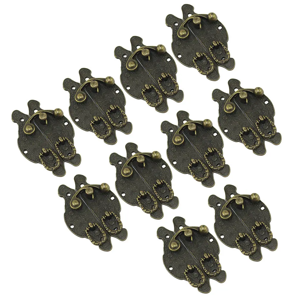 10Pcs Retro Hasp Latches Embossed Alloy Lock Clips for Jewelry Box Chest Case Vintage Hardware Wooden Box Latch Decorative