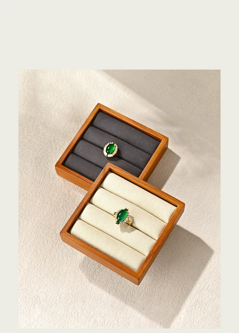 Oirlv Holzring-Präsentationsplatte Schmuckständer Grau Beige Ringhalter Schmuck-Aufbewahrungsorganizer Fotografie-Requisiten – Detail 1