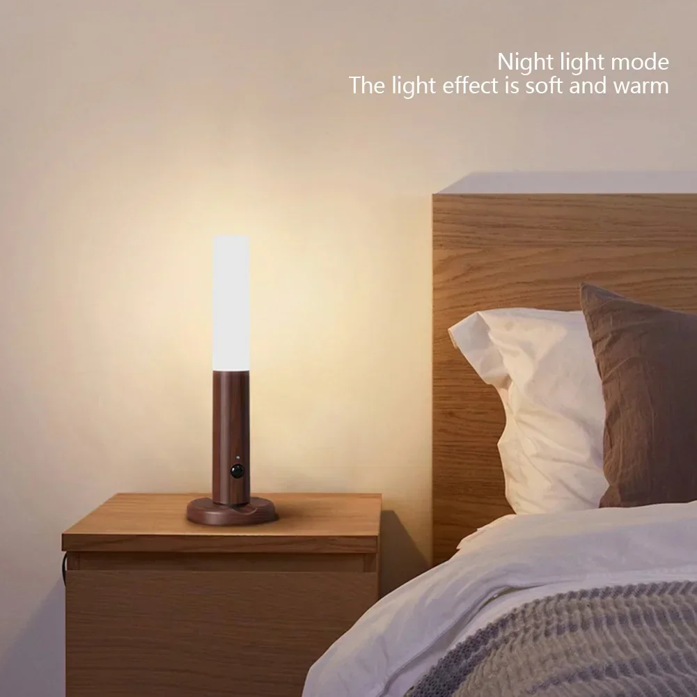 Intelligent Wooden LED Night Light Magnetic Portable Lamp USB Charging Lamp Staircase Corridor Bedroom Closet Atmosphere Light