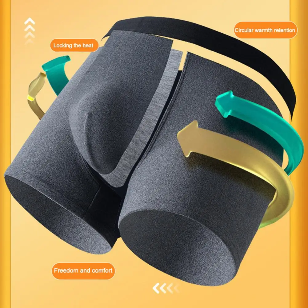 

Thickened Thermal Underwear Soft Breathable Underwear Men’s Mid-rise Boxer Underwear with Elastic Waistband U-convex Design