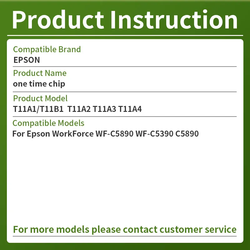 Imagem -06 - Cartucho de Tinta Chip Compatível para Epson One Time Chip Adequado para Epson Wf-c5890 Wf-c5390 C5890 C5390 T11a1 T11b1 T11a2 T11a3 T11a4