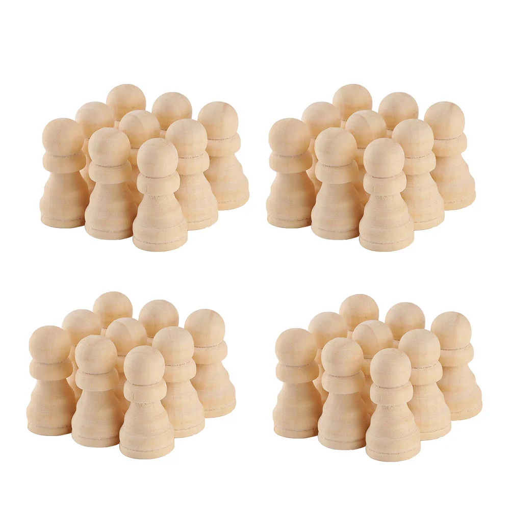 50 Pcs Board Standard Chess Wooden Pieces DIY Crafts Baby Game Accessories Child