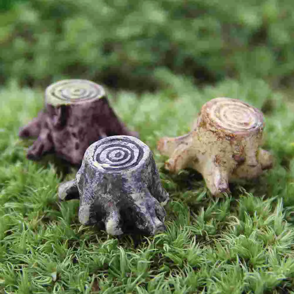 12 Pcs Decorate Small Stump Stool Terrarium Decorations Resin Miniture House Furniture Artificial Root