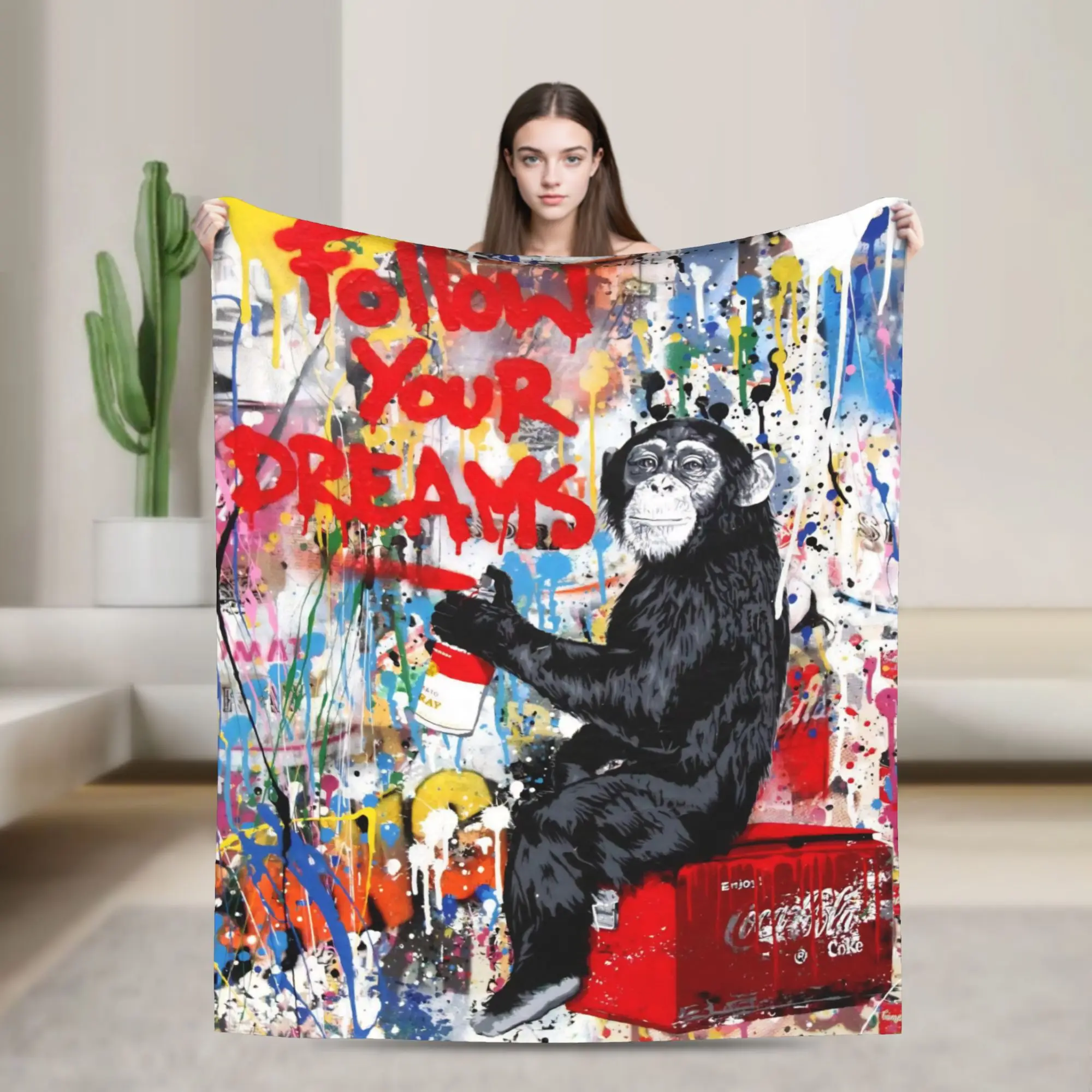 Super Soft Banksys art Throw Blanket Premium Flannel Fleece Lightweight  Bed Blanket Cozy Warm Bedspread All Season Use