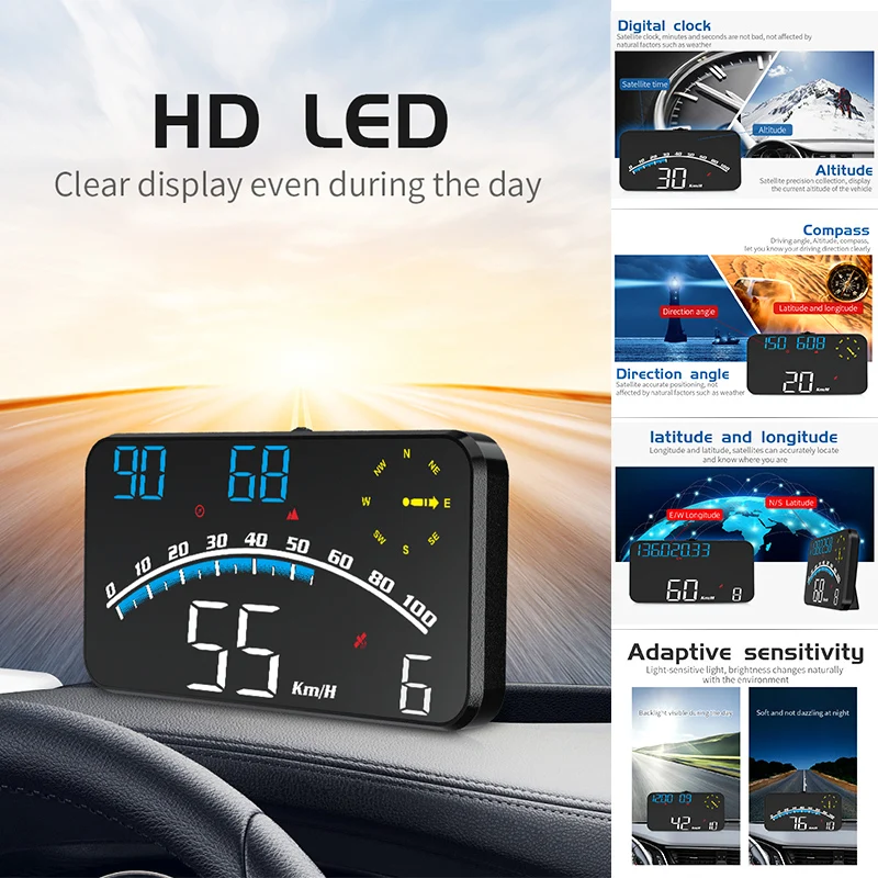 Multifunction G10 GPS HUD Head Up Display Car Speed Distance Display Direction Compass Auto Electronics Over-Speed Alarm Meter