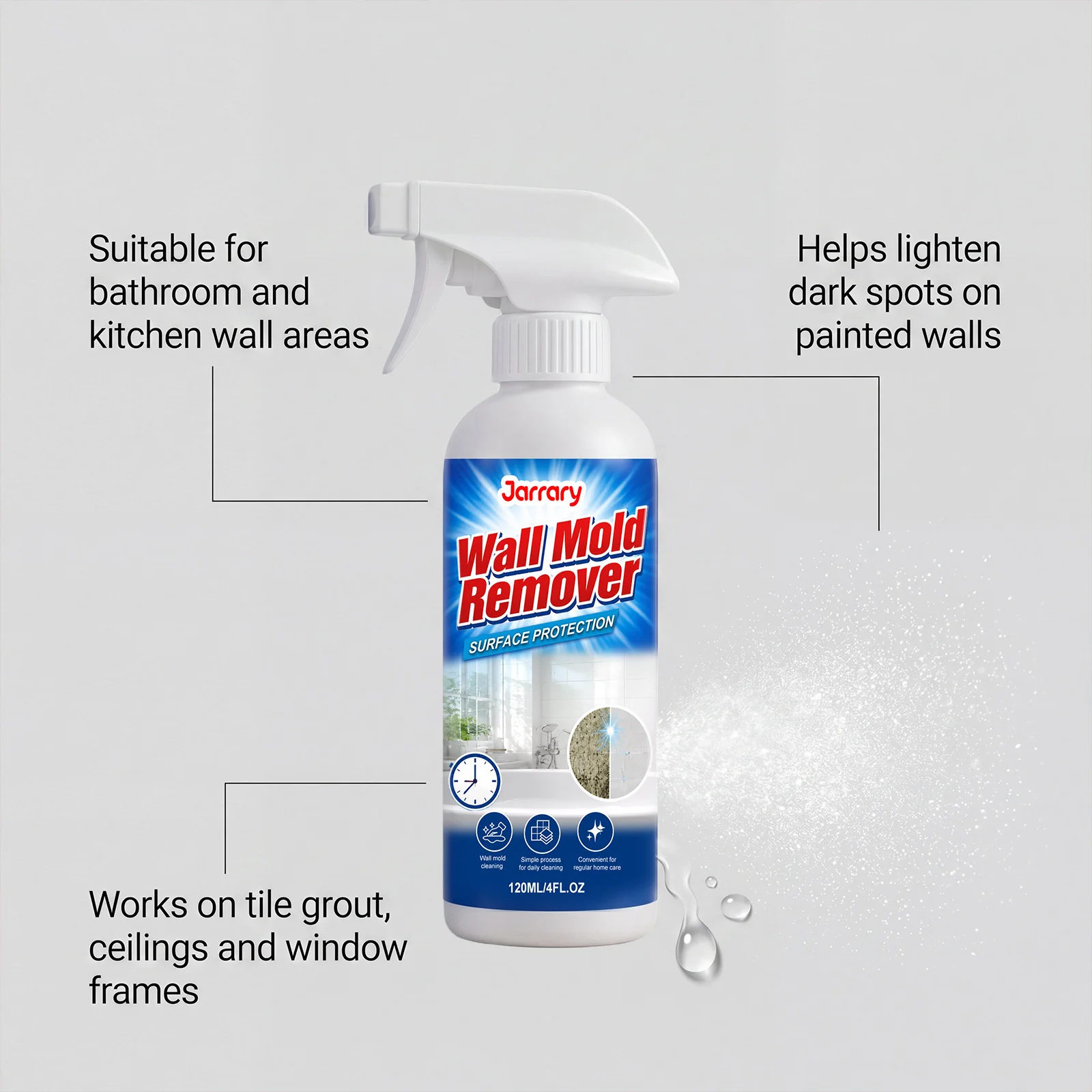 Wall Mold Remover Household Stain Cleaner For Bathroom Kitchen Basement