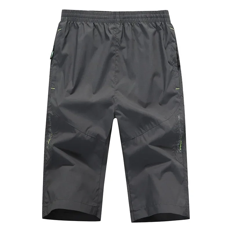 Pantalones cortos largos de secado rápido para hombre, Bermudas de elastano con bolsillos y cremallera, ligeros, elásticos, Capri, Verano