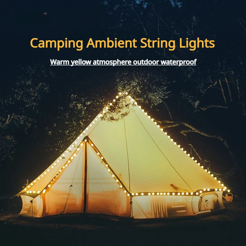 

String Lights Camping Lamp Outdoor Crystal Globe Lights Waterproof USB Powered Patio Light for Camping Tent