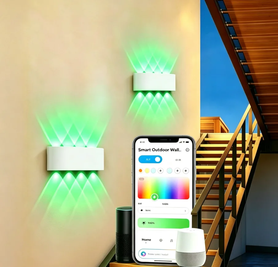 Picture 4: WiFi-Zigbee Tuya Smart LED Waterproof IP65 Wall Lamp RGBCW Color-Changing Wall Lamp Compatible with Google, Alexa