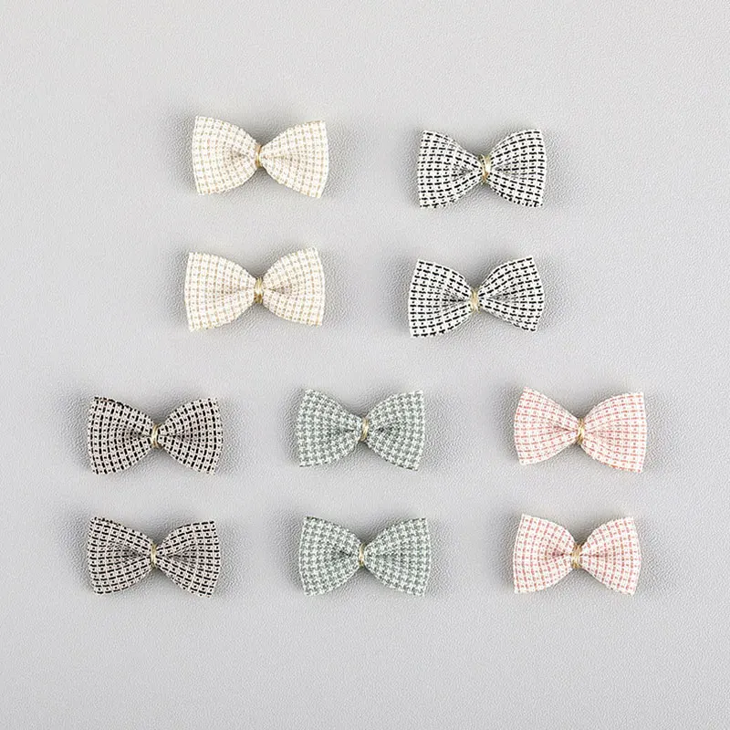 50 Stück kleine Schleifenapplikationen aus kariertem Stoff für DIY-Haarspangen, Kleidung, Schuhe, Hüte, Puppenkleidung, Schleifenaccessoires – Detail 3