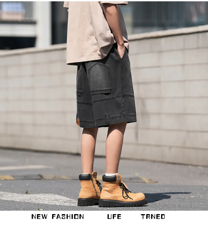 Shorts jeans masculinos de tamanho extra grande, tamanho grande, cintura elástica, comprimento do joelho, verão, shorts soltos, plus size 8xl 7xl 6xl