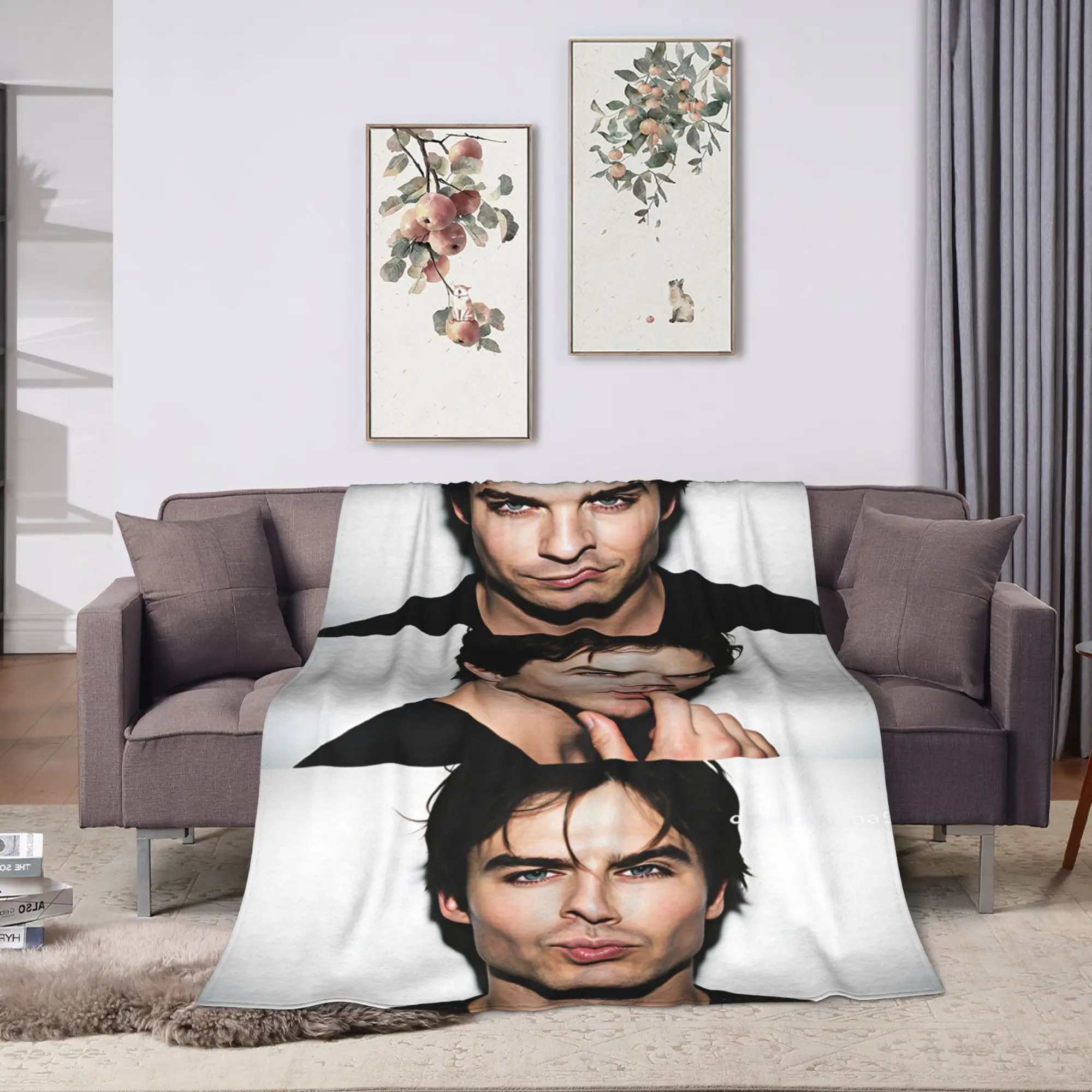 Ian Somerhalder Blanket  Picnic Flannel Bedding Throws For Bedroom Soft Customized Quality Bedspread Gift Idea