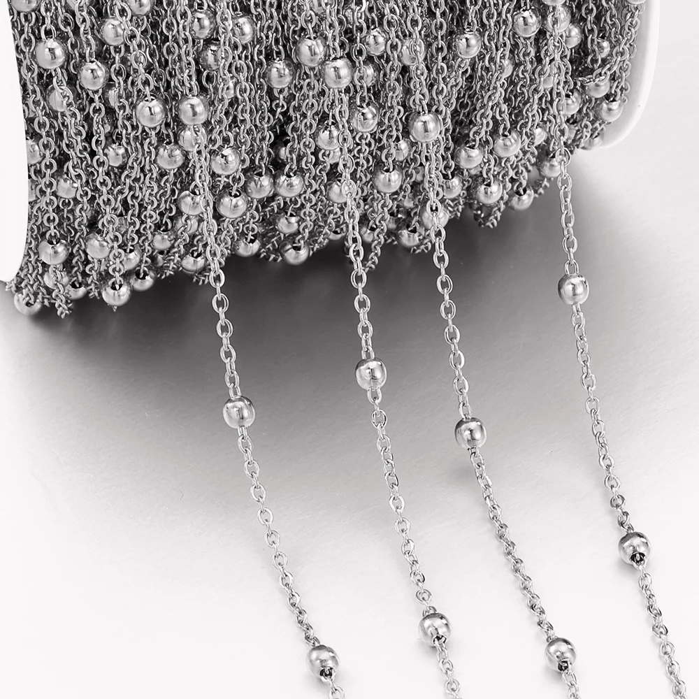 2Meters 1Meter Stainless Steel Beads Chains No Fade for Jewelry Making DIY Necklace Bracelet Anklet Ball Chain Handmade