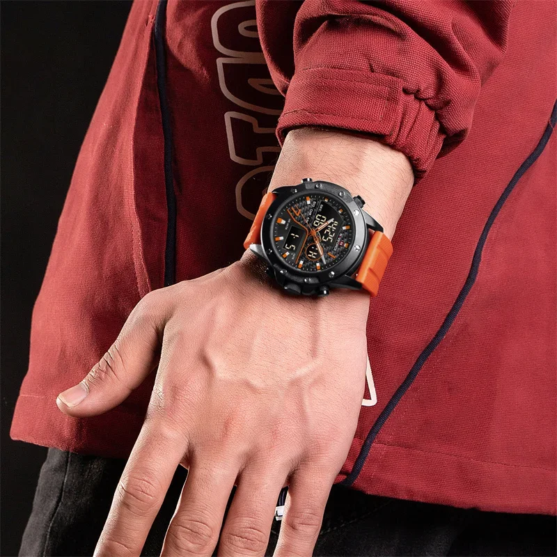 NAVIFORCE Men Watches Sport Luminous Waterproof TPU Strap Male Quartz Wristwatch Chronograph Digital Military Clock Reloj Hombre