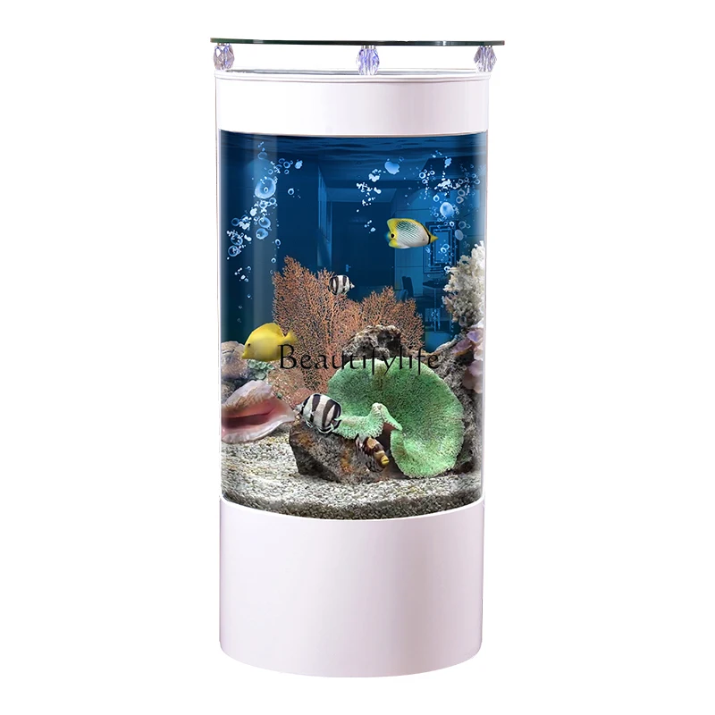 

Semicircular fish tank aquarium lazy ecological water-free living room home landscaping custom floor back filter bedroom