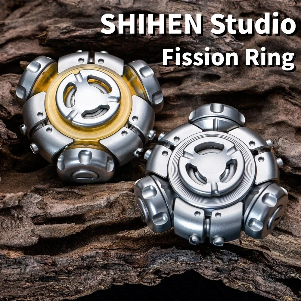SHIHEN Studio Fission Ring Fidget Spinner Titanium Gyro Ratchet Fidget Ring Spinner Fidget Toy For Adults Anxiety Relief Gadgets
